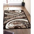 Terreno 5 x 7 ft. Discount World Modern Jersey Collection Geometric Stylish Stain Resistant Floor Rug, Brown TE2586239